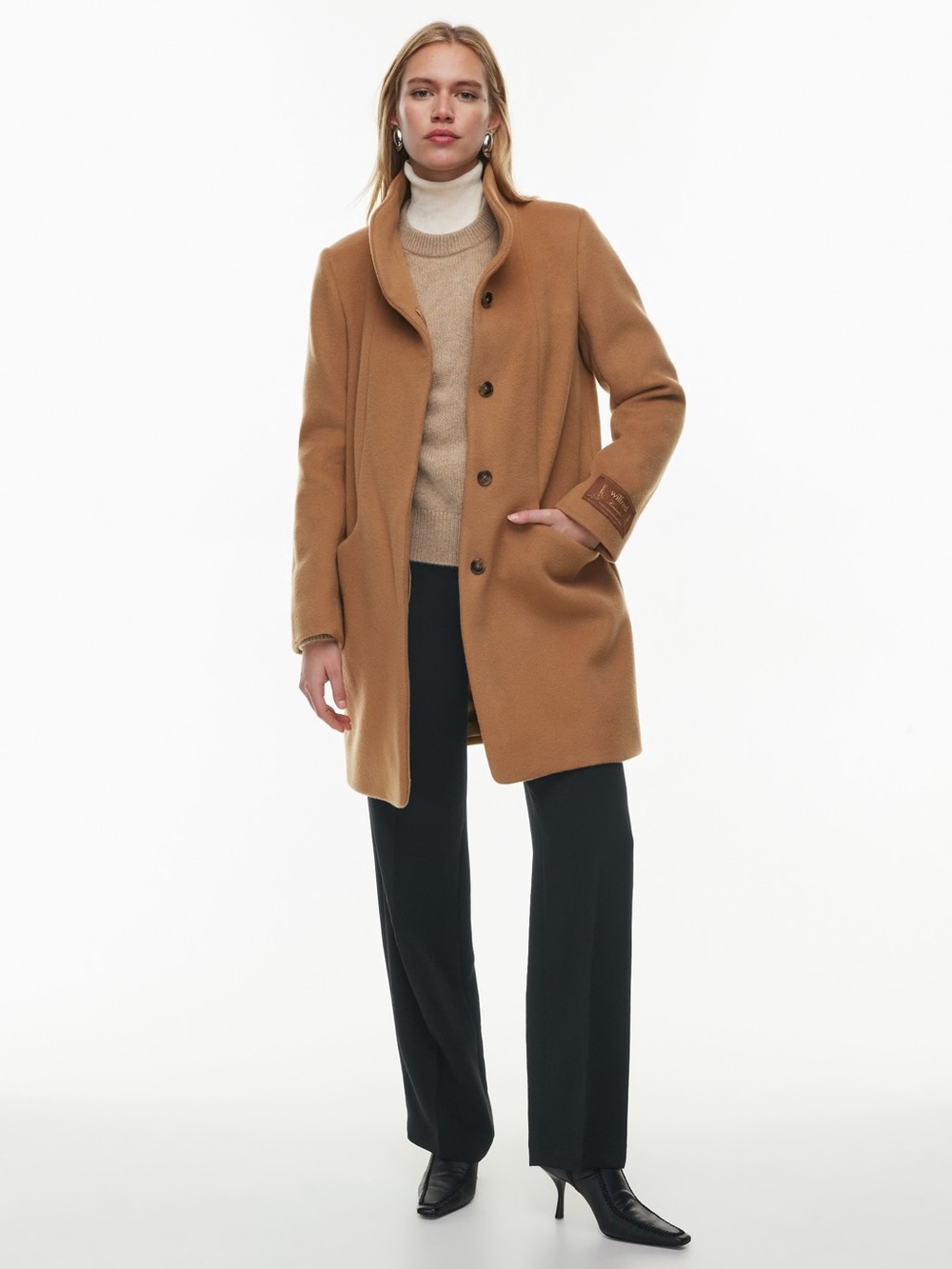 Aritzia Women's Camel BROWN Cocoon Cashmere Wool Coat - Medium